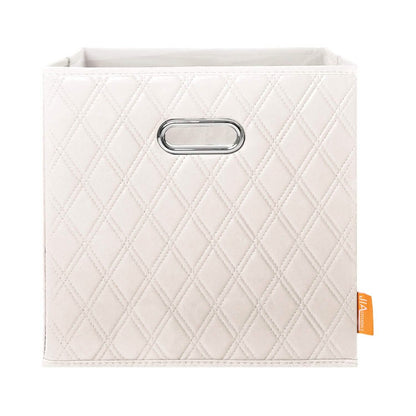 Set of 2: 11-13" Foldable Diamond Patterned Faux Leather Storage Cube Bins - A-1 Thread Vault