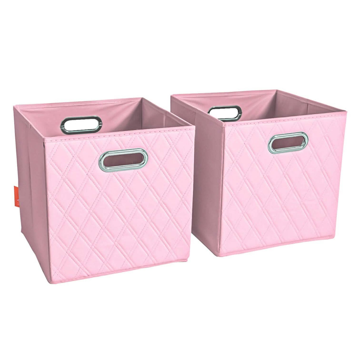 Set of 2: 11-13" Foldable Diamond Patterned Faux Leather Storage Cube Bins - A-1 Thread Vault