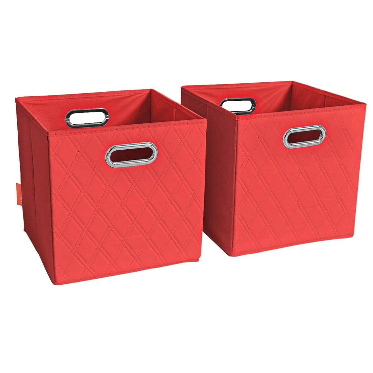 Set of 2: 11-13" Foldable Diamond Patterned Faux Leather Storage Cube Bins - A-1 Thread Vault