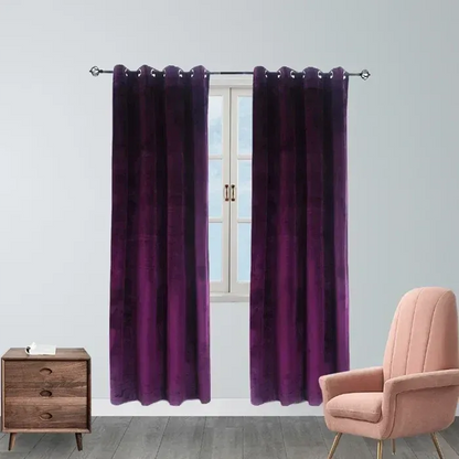 Set of 2: Super Soft Luxury Velvet Blackout Grommet Drapes Velvet Curtain Pair (Open Box) - A-1 Thread Vault