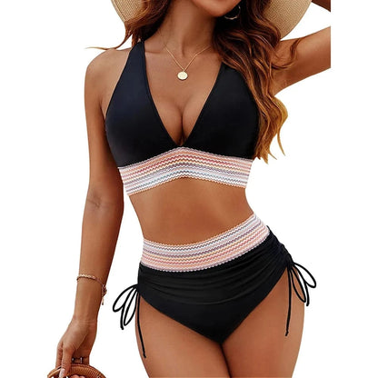 Sexy Bikini 2025 Swimwear Women High Waisted Bikini Sets Female Swimsuits Two Pieces Drawstring One Piece Bathing Suit Beahwear - A-1 Thread Vault
