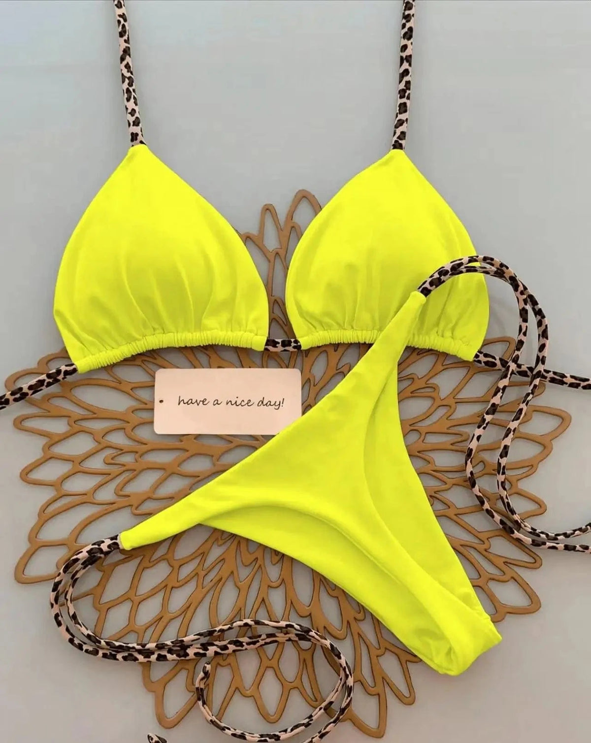 Sexy Bikini Women's Swimsuit Strap Halter Neck Triangle Cup Beachwear Pure Color Cheeky Two Piece Swimsuits Bathing Swimwear - A-1 Thread Vault