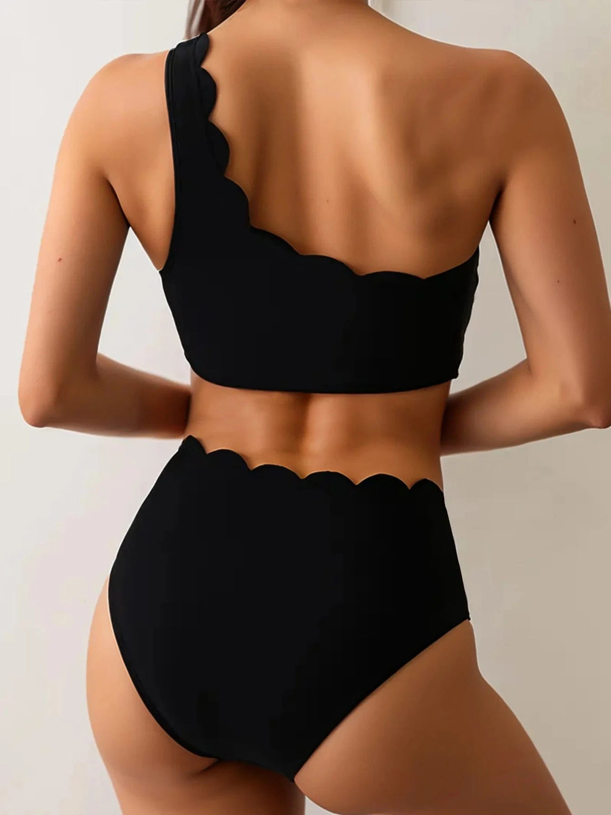 Sexy Black White Patchwork Bikini Women Ruffles One Shoulder Push Up High Waist Swimsuit Summer Bathing Suit Vacation Swimwear - A-1 Thread Vault