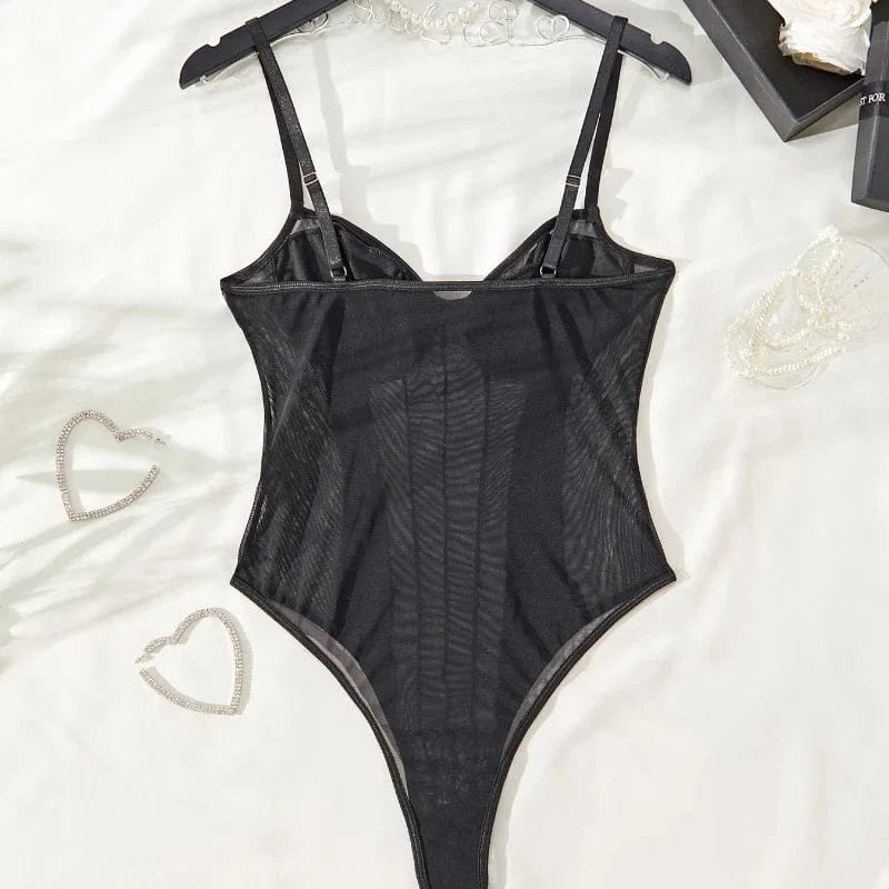 Sexy Bodysuit Lingerie Tight Fitting Women Deep V-neck Shaping Adjustable Shoulder Straps Reinforced Sexy Soft Padded Bra Top - A-1 Thread Vault
