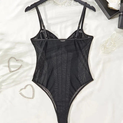 Sexy Bodysuit Lingerie Tight Fitting Women Deep V-neck Shaping Adjustable Shoulder Straps Reinforced Sexy Soft Padded Bra Top - A-1 Thread Vault