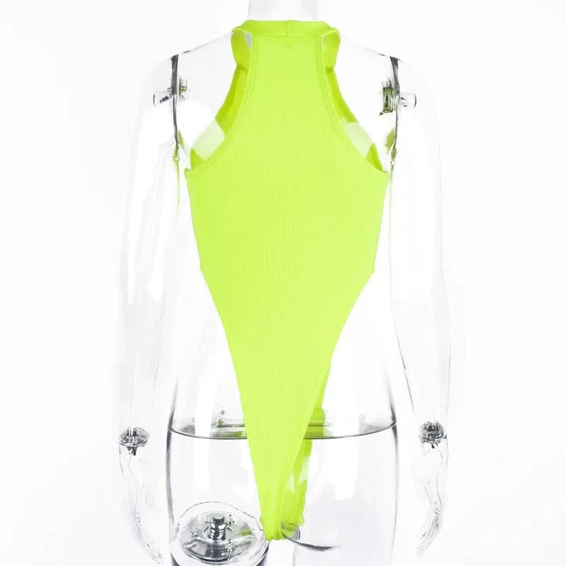 Sexy High Street Bodycon Neon Bodysuits Summer Colorful Sleevelss Backless Ftness Outfit Club Party Jumpsuit Combinaison Femme - A-1 Thread Vault