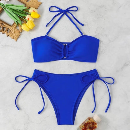 Sexy High Waist Bikini Beach Women's Swimsuit 2026 Two-piece Bathing Suit Woman Swimwear Bandeau Bikinis Sets Brazilian Biquini - A-1 Thread Vault