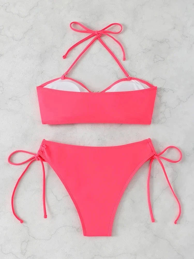 Sexy High Waist Bikini Beach Women's Swimsuit 2026 Two-piece Bathing Suit Woman Swimwear Bandeau Bikinis Sets Brazilian Biquini - A-1 Thread Vault