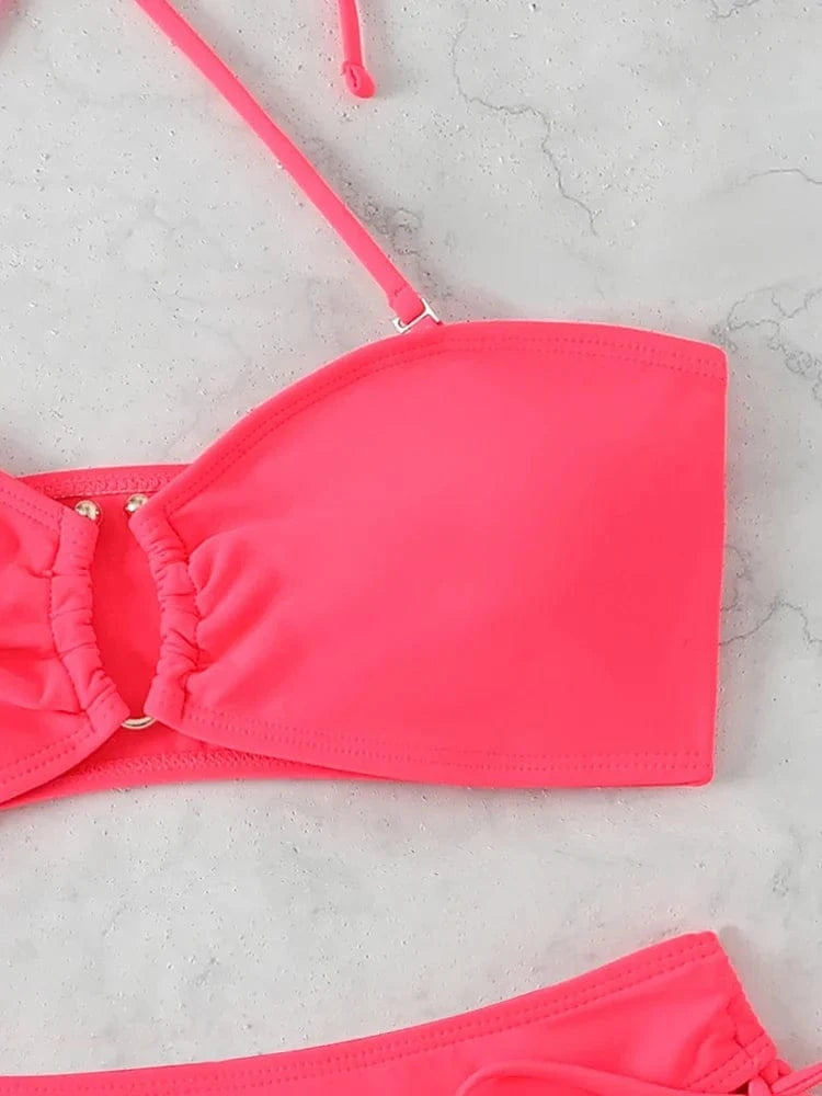 Sexy High Waist Bikini Beach Women's Swimsuit 2026 Two-piece Bathing Suit Woman Swimwear Bandeau Bikinis Sets Brazilian Biquini - A-1 Thread Vault