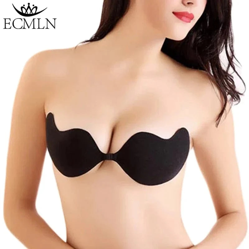Sexy Invisible Bras Women's Push Up Silicone Mango Bra Without Straps Self Adhesive Seamless Strapless Front Closure Lingerie - A-1 Thread Vault
