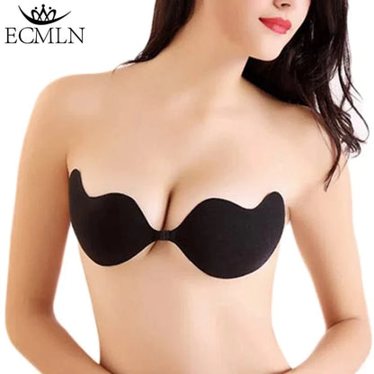 Sexy Invisible Bras Women's Push Up Silicone Mango Bra Without Straps Self Adhesive Seamless Strapless Front Closure Lingerie - A-1 Thread Vault