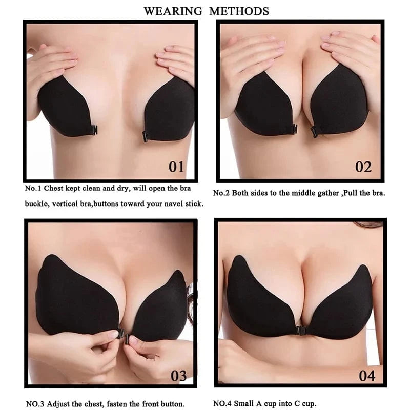 Sexy Invisible Bras Women's Push Up Silicone Mango Bra Without Straps Self Adhesive Seamless Strapless Front Closure Lingerie - A-1 Thread Vault
