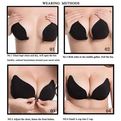 Sexy Invisible Bras Women's Push Up Silicone Mango Bra Without Straps Self Adhesive Seamless Strapless Front Closure Lingerie - A-1 Thread Vault