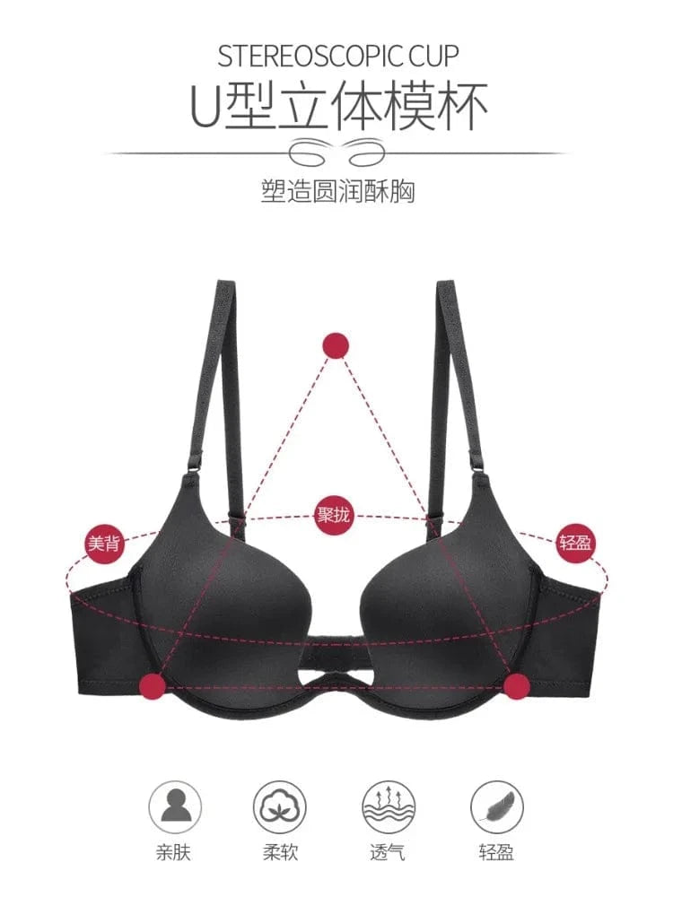 Sexy Invisible Seamless U-Back Bra | Push-Up Adhesive Silicone Cover for Wedding Dress,Backless Dress, Smooth Strapless Bralette - A-1 Thread Vault