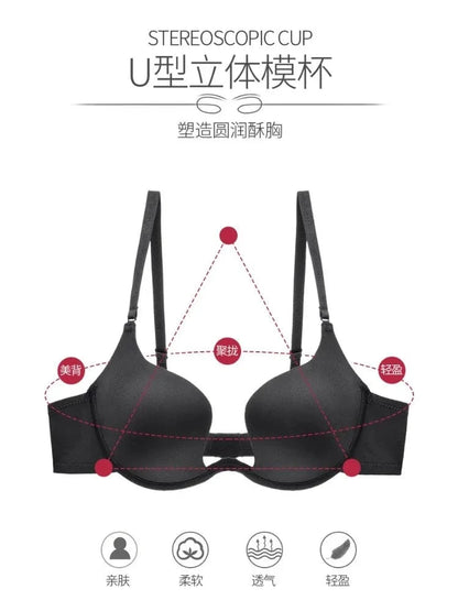 Sexy Invisible Seamless U-Back Bra | Push-Up Adhesive Silicone Cover for Wedding Dress,Backless Dress, Smooth Strapless Bralette - A-1 Thread Vault