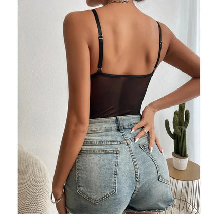 Sexy Lace Bodysuit for Women Bodies Elegant Women's Top 2025 New Summer Solid Bodycon Ribbed Bodysuits - A-1 Thread Vault