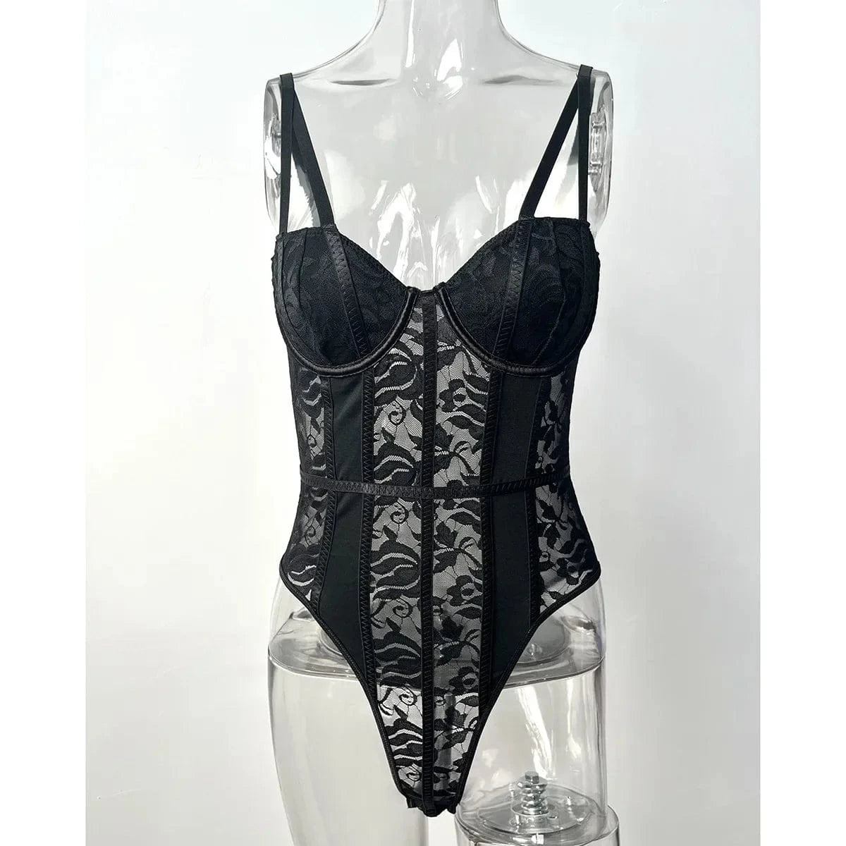 Sexy Lace Bodysuit for Women Bodies Elegant Women's Top 2025 New Summer Solid Bodycon Ribbed Bodysuits - A-1 Thread Vault