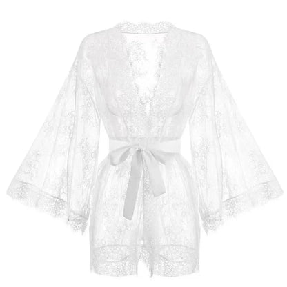 Sexy Lace Ladies Single Size Loose Black and White Bathrobes 264 - A-1 Thread Vault