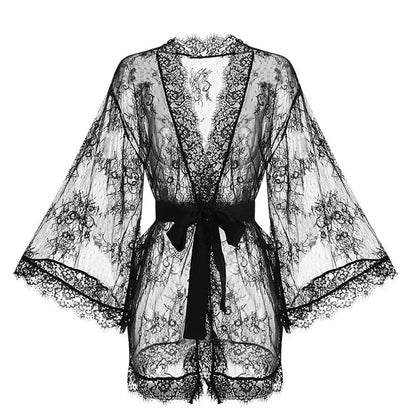 Sexy Lace Ladies Single Size Loose Black and White Bathrobes 264 - A-1 Thread Vault