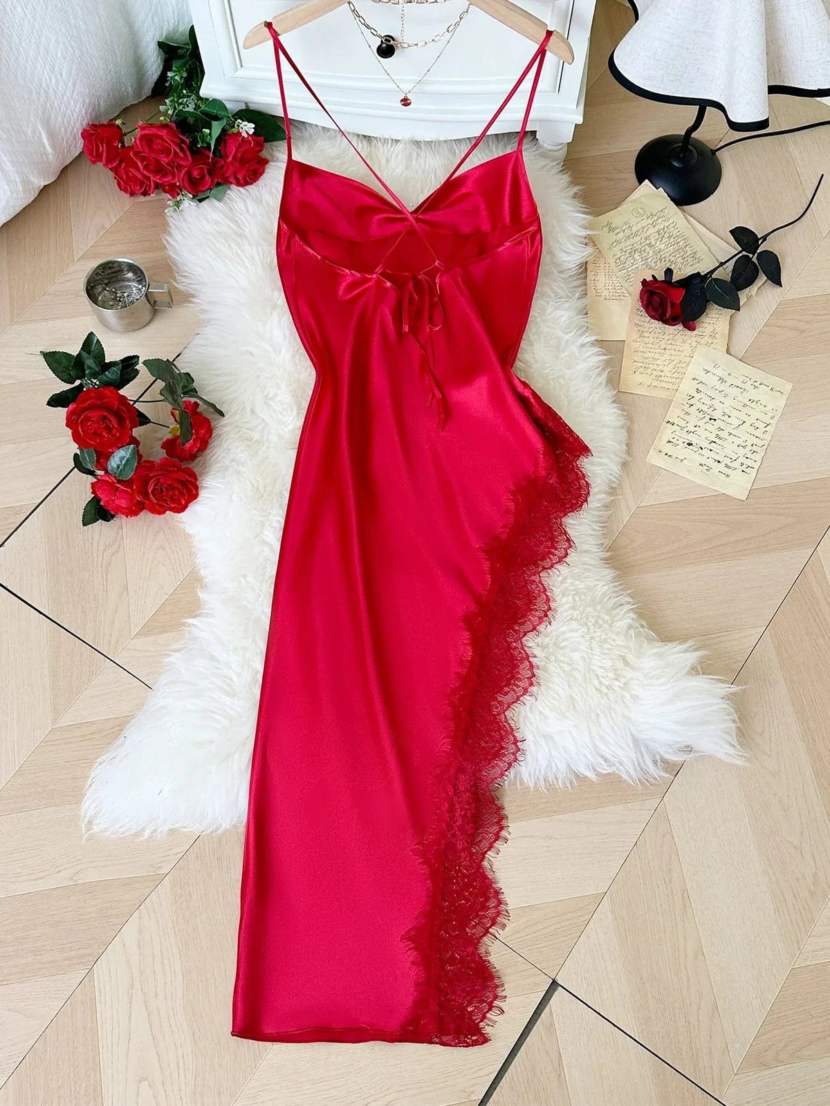 Sexy Lace Patchwork Pajamas Comfortable And Casual Long And Comfortable Women's Nightgown - A-1 Thread Vault