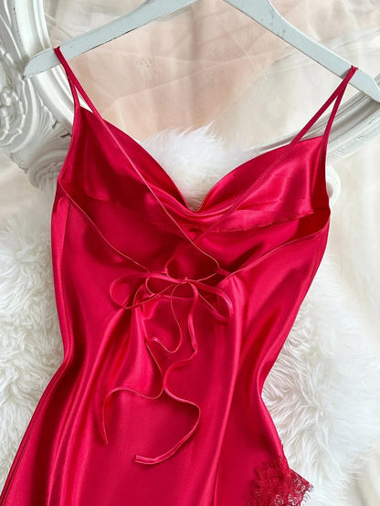 Sexy Lace Patchwork Pajamas Comfortable And Casual Long And Comfortable Women's Nightgown - A-1 Thread Vault