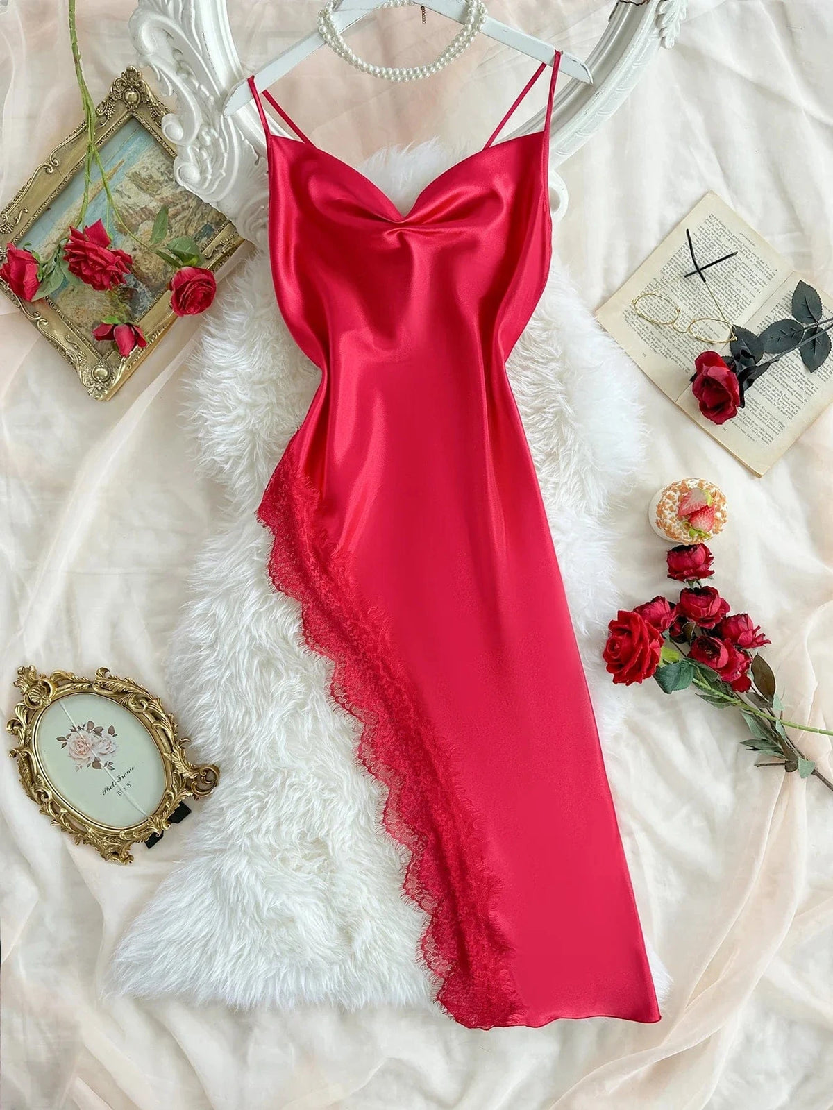 Sexy Lace Patchwork Pajamas Comfortable And Casual Long And Comfortable Women's Nightgown - A-1 Thread Vault