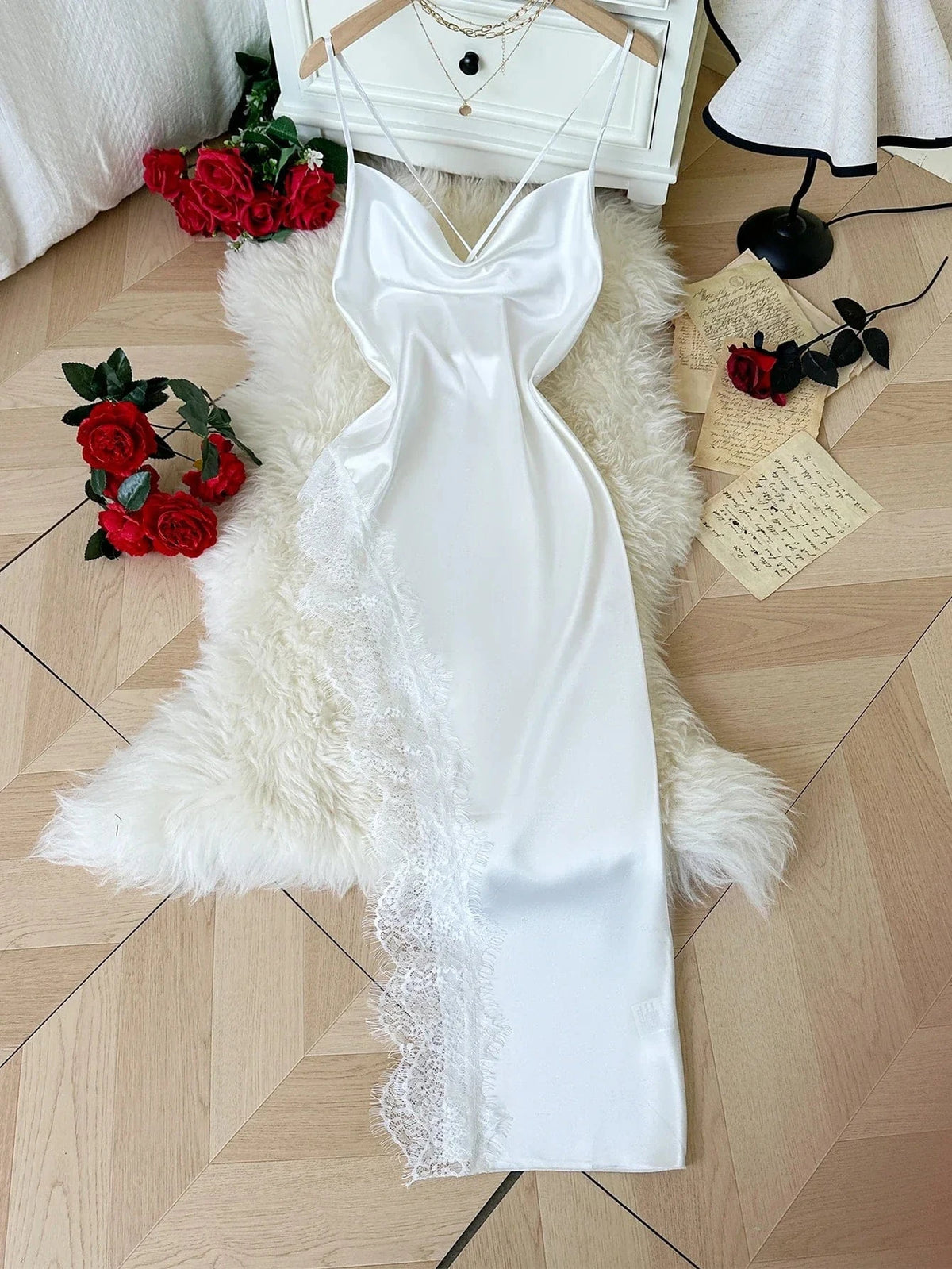 Sexy Lace Patchwork Pajamas Comfortable And Casual Long And Comfortable Women's Nightgown - A-1 Thread Vault