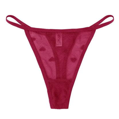 Sexy Lace Sheer Thong Panties Underwear Women'S Low Waist G-String T-Pants Lingerie Heart See Through Mesh Underpants - A-1 Thread Vault