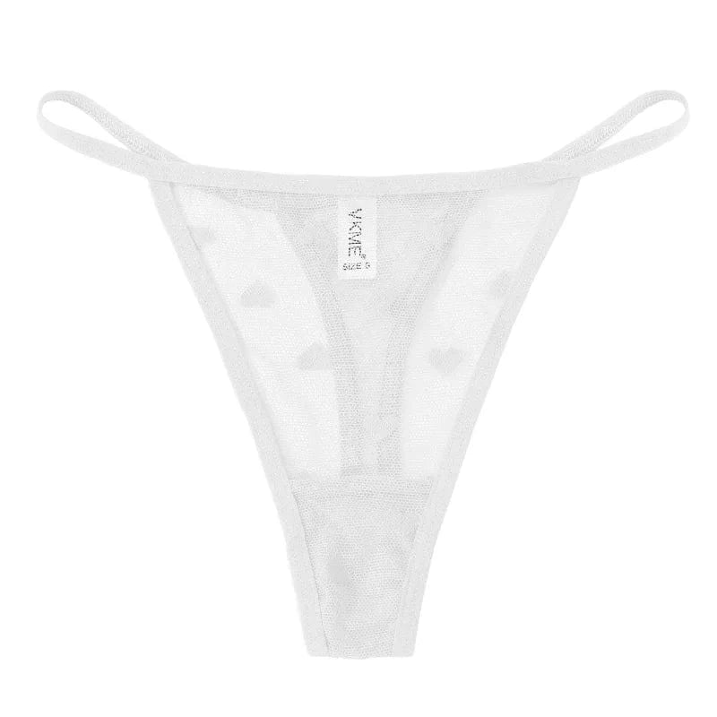 Sexy Lace Sheer Thong Panties Underwear Women'S Low Waist G-String T-Pants Lingerie Heart See Through Mesh Underpants - A-1 Thread Vault
