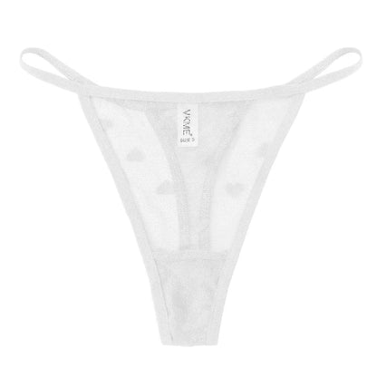 Sexy Lace Sheer Thong Panties Underwear Women'S Low Waist G-String T-Pants Lingerie Heart See Through Mesh Underpants - A-1 Thread Vault