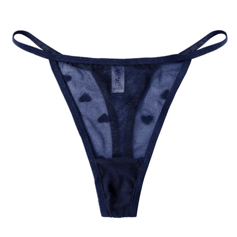 Sexy Lace Sheer Thong Panties Underwear Women'S Low Waist G-String T-Pants Lingerie Heart See Through Mesh Underpants - A-1 Thread Vault