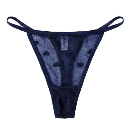 Sexy Lace Sheer Thong Panties Underwear Women'S Low Waist G-String T-Pants Lingerie Heart See Through Mesh Underpants - A-1 Thread Vault