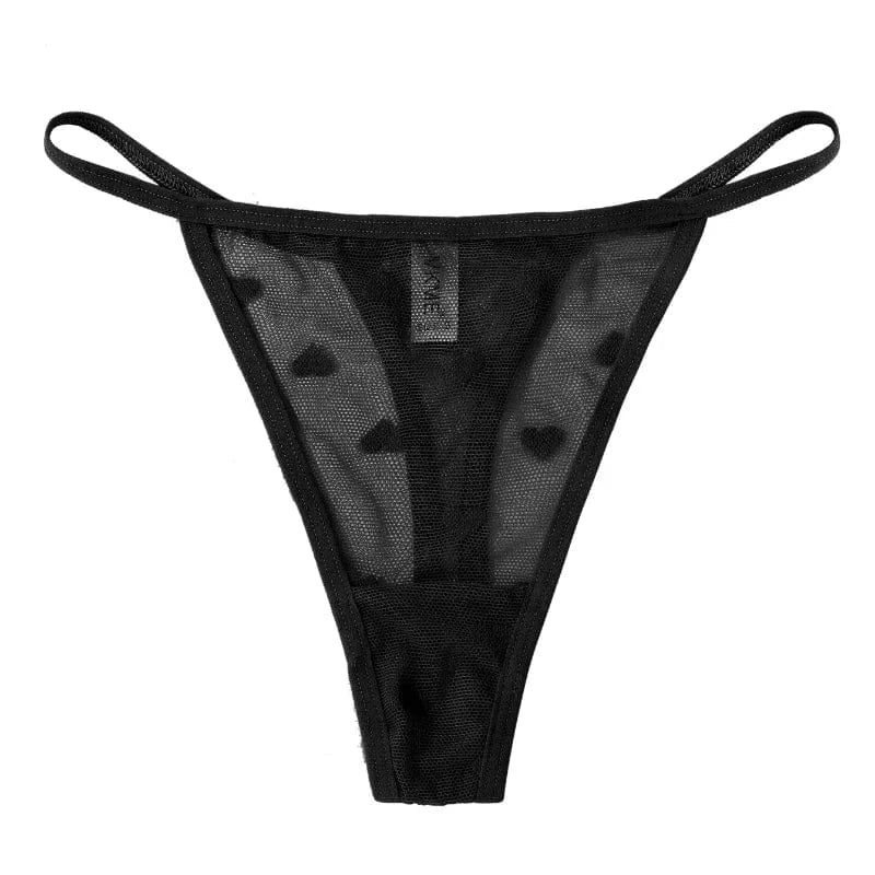 Sexy Lace Sheer Thong Panties Underwear Women'S Low Waist G-String T-Pants Lingerie Heart See Through Mesh Underpants - A-1 Thread Vault