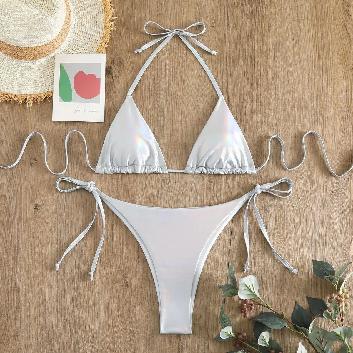 sexy metallic string halter micro mini bikini sets two pieces 2024 women thong swimsuit female bathing suit swimwear biquini - A-1 Thread Vault