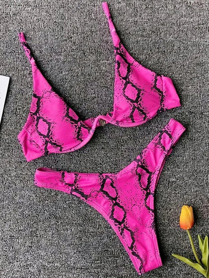 Sexy Neon V-bar Underwired Bikini 2025 Female Ribbed Swimsuit Women Thong Swimwear Two-pieces Bikini set Push up Bathing Suit - A-1 Thread Vault