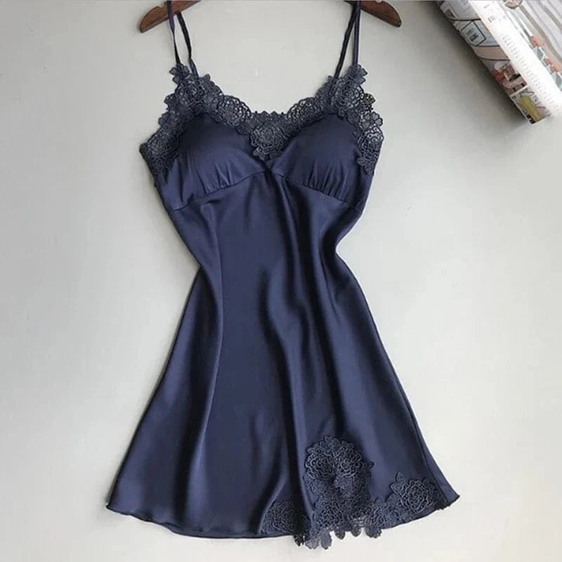 Sexy Pajamas Women's Silk Suspender Nightdress Ladies Spring And Summer Ice Silk Thin Halter Home Service Satin Night Dresses - A-1 Thread Vault