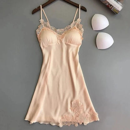 Sexy Pajamas Women's Silk Suspender Nightdress Ladies Spring And Summer Ice Silk Thin Halter Home Service Satin Night Dresses - A-1 Thread Vault