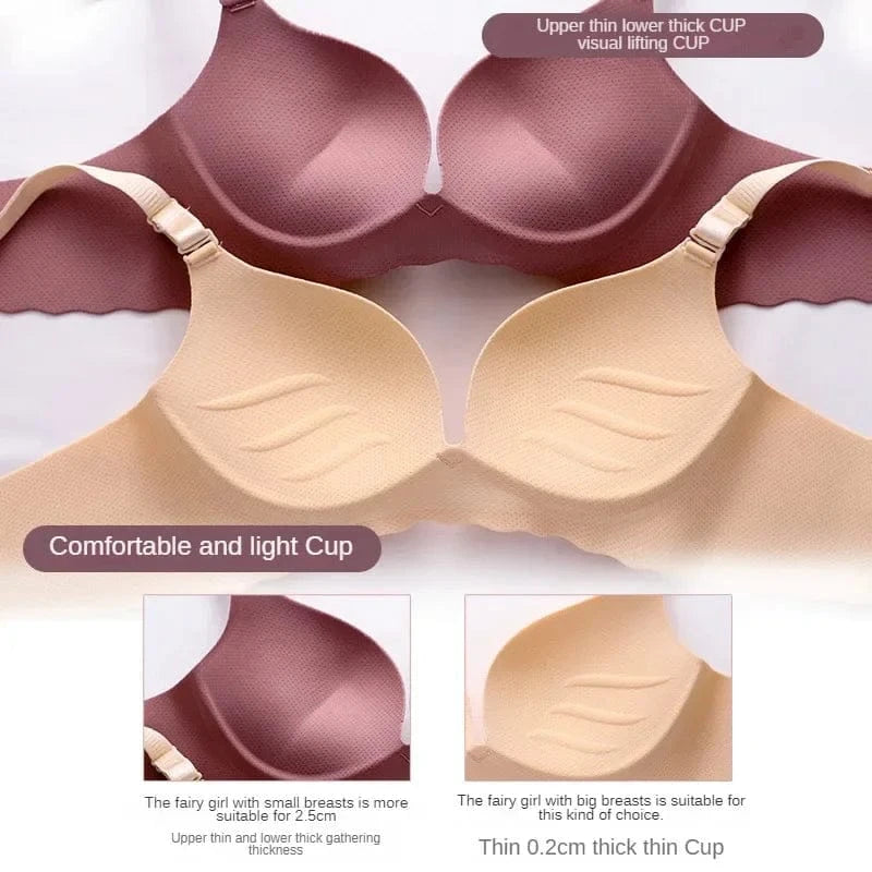 Sexy Push Up Bra Corset Wireless One-Piece Breathable Underwear Gathered Uphold Bra Set for Women Lingerie Seamless Bralette - A-1 Thread Vault