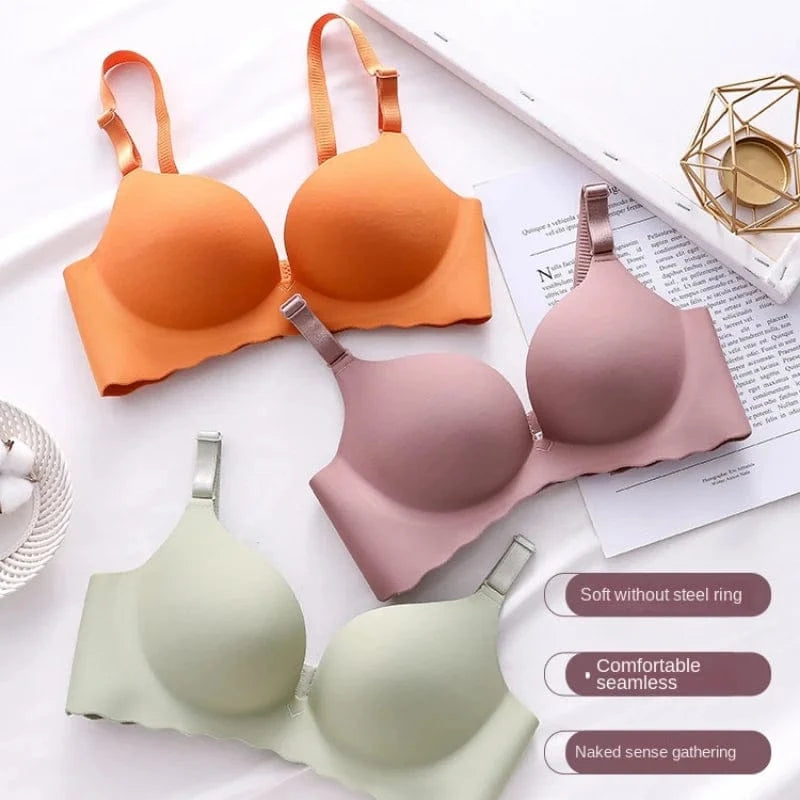 Sexy Push Up Bra Corset Wireless One-Piece Breathable Underwear Gathered Uphold Bra Set for Women Lingerie Seamless Bralette - A-1 Thread Vault