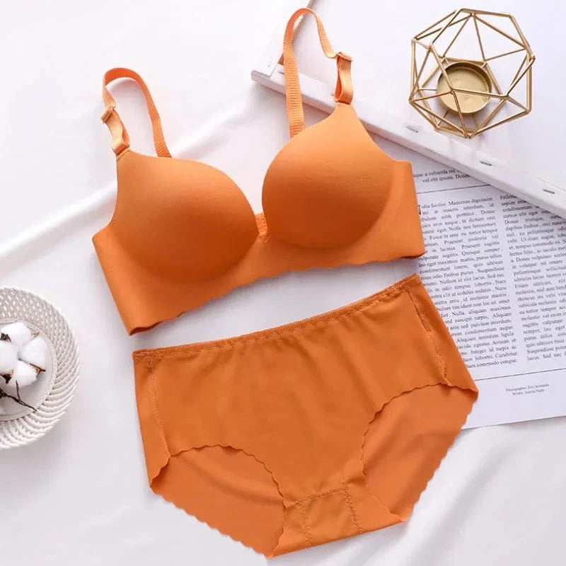 Sexy Push Up Bra Corset Wireless One-Piece Breathable Underwear Gathered Uphold Bra Set for Women Lingerie Seamless Bralette - A-1 Thread Vault