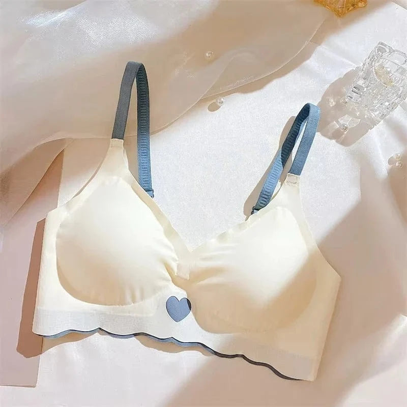 Sexy Push Up Bras For Women Love Heart Pattern Brassiere Deep V Neck Cute Underwear Female Seamless Wireless Soft Lingerie - A-1 Thread Vault