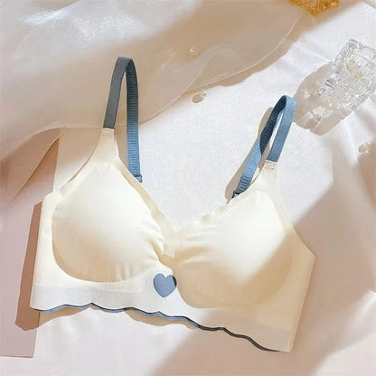 Sexy Push Up Bras For Women Love Heart Pattern Brassiere Deep V Neck Cute Underwear Female Seamless Wireless Soft Lingerie - A-1 Thread Vault