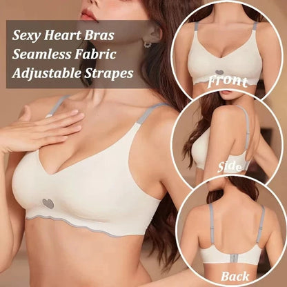 Sexy Push Up Bras For Women Love Heart Pattern Brassiere Deep V Neck Cute Underwear Female Seamless Wireless Soft Lingerie - A-1 Thread Vault