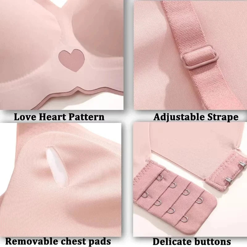 Sexy Push Up Bras For Women Love Heart Pattern Brassiere Deep V Neck Cute Underwear Female Seamless Wireless Soft Lingerie - A-1 Thread Vault