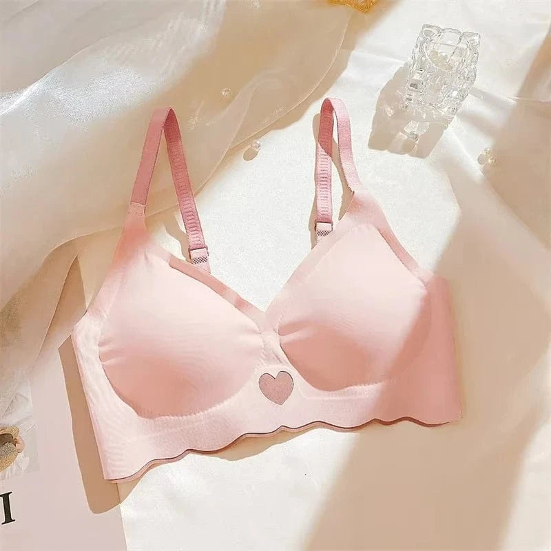 Sexy Push Up Bras For Women Love Heart Pattern Brassiere Deep V Neck Cute Underwear Female Seamless Wireless Soft Lingerie - A-1 Thread Vault