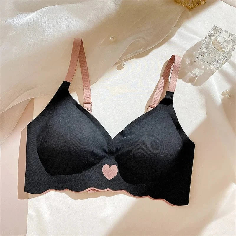 Sexy Push Up Bras For Women Love Heart Pattern Brassiere Deep V Neck Cute Underwear Female Seamless Wireless Soft Lingerie - A-1 Thread Vault