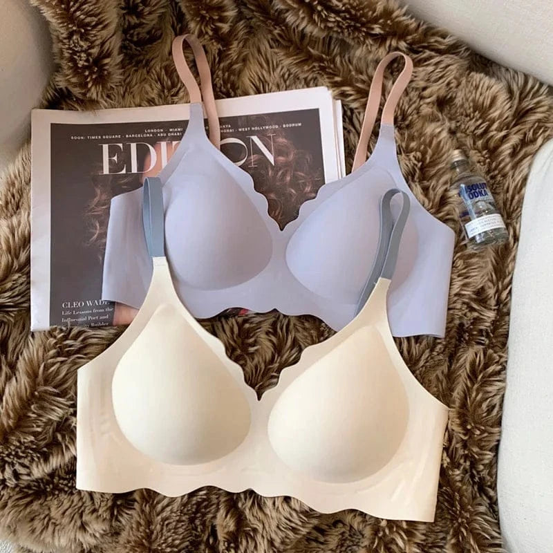 Sexy Seamless Breathable Underwear Women's No Wires Gathering Beautiful Back Sports Breast Reducing Sleeping Bra for Women - A-1 Thread Vault