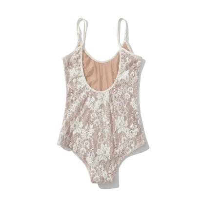 Sexy See Through Lace With Lining Backless Spaghetti Strap Bodysuit Woman Sling Tight Short Jumpsuit Slim fit Rompers Playsuits - A-1 Thread Vault