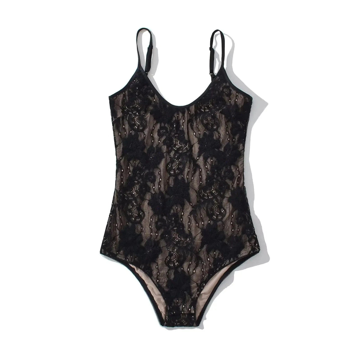 Sexy See Through Lace With Lining Backless Spaghetti Strap Bodysuit Woman Sling Tight Short Jumpsuit Slim fit Rompers Playsuits - A-1 Thread Vault