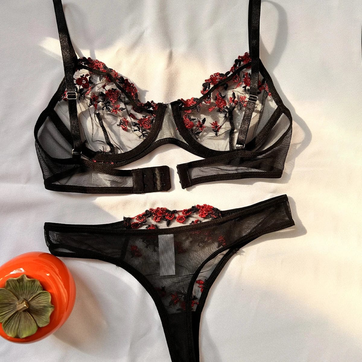Sexy Set Womens Underwear Exotic Emotional Bra Set Embroidered Print Brassiere Lingerie Set Women's Set Push Up Thin Bralette - A-1 Thread Vault